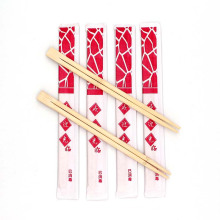 Palillos gemelos de bambú largos con cubierta de papel impresa con logotipo personalizado de primera calidad